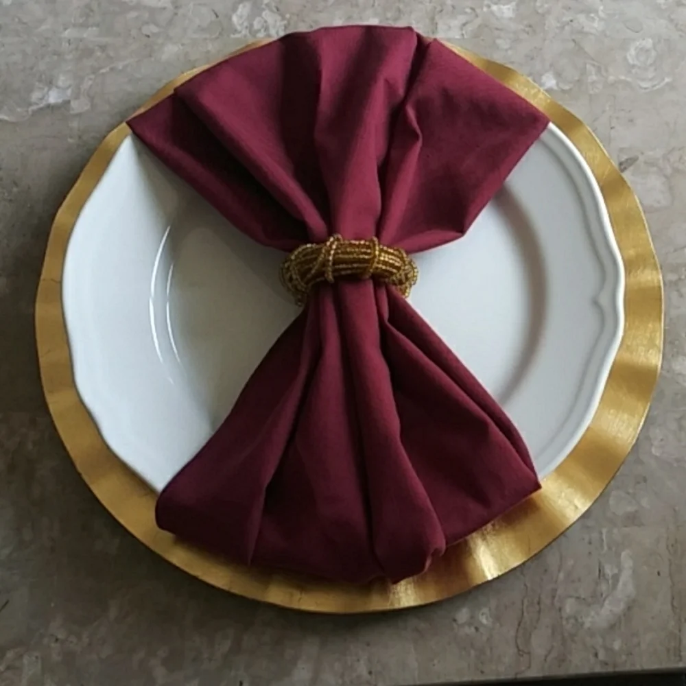 Lot 8 Napkins rings‎ gold beaded dinner holidays